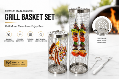 Kohle Co. Rotating Grill Basket – Perfect Grilling