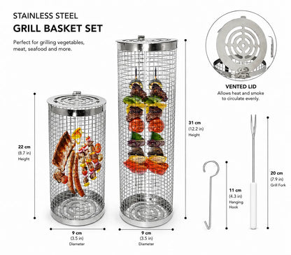Kohle Co. Rotating Grill Basket – Perfect Grilling
