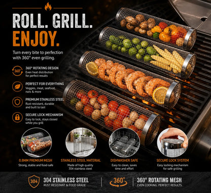 Kohle Co. Rotating Grill Basket – Perfect Grilling