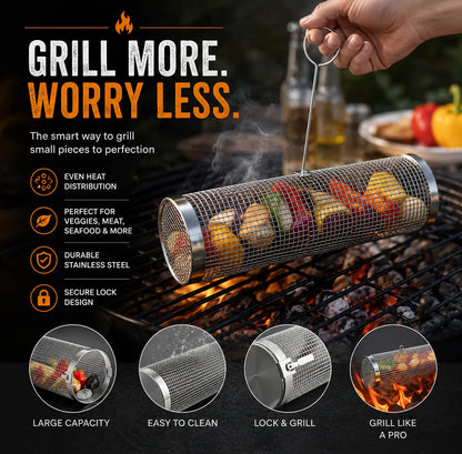 Kohle Co. Rotating Grill Basket – Perfect Grilling